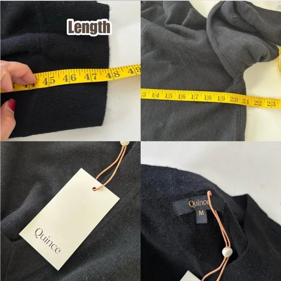 NWT Mongolian Cashmere V-Neck Midi Sweater Dress Black Medium. - Picture 7 of 7